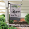 Evergreen Wood Grain Welcome Garden Burlap Flag