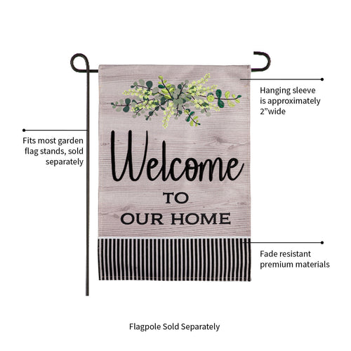 Evergreen Wood Grain Welcome Garden Burlap Flag (12.5 x 18 inches)