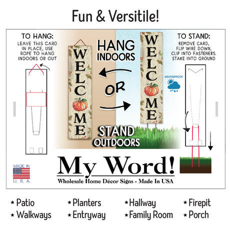 My Word Welcome Pumpkin Stand Out Sign Tall Porch Board