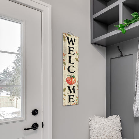 My Word Welcome Pumpkin Stand Out Sign Tall Porch Board