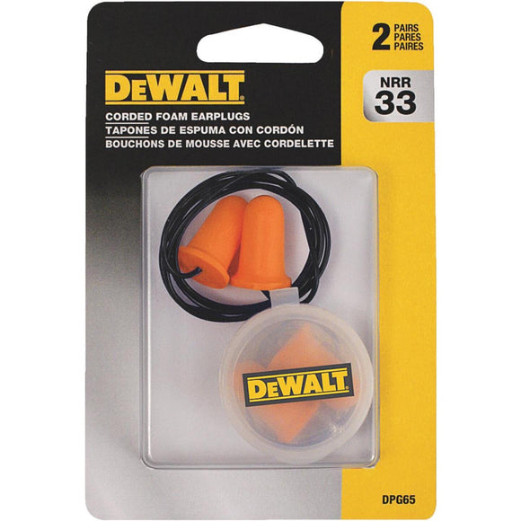 DeWalt Corded Foam NRR 29dB Earplugs (2-Pair)