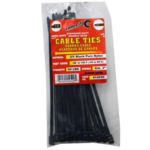 Tool City 8.25 in. L Black Cable Tie 50LB SD DOUBLE HEAD 25 Pack